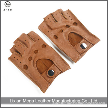 2016 New style handmade deerskin half finger leather men bicycle gloves